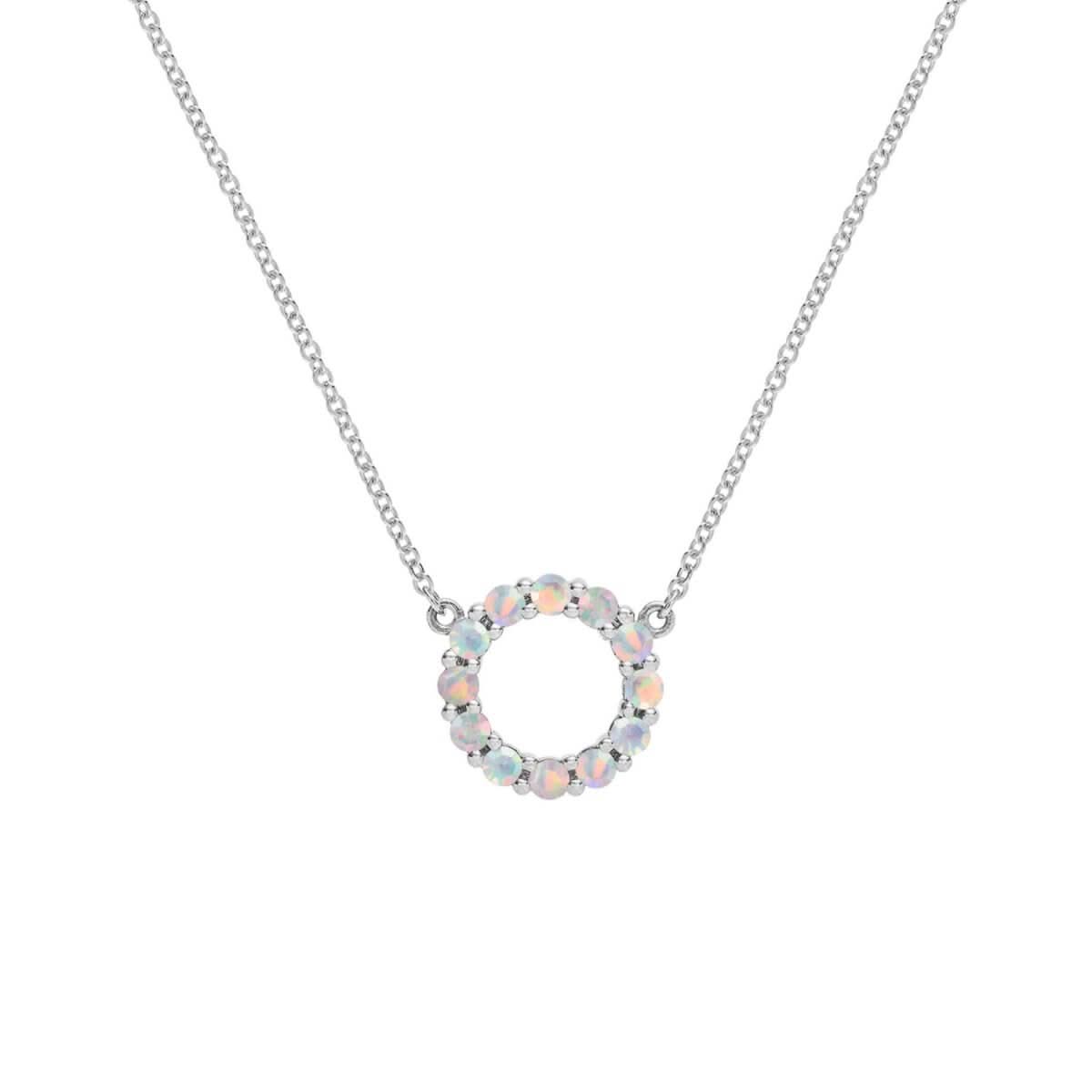 Rosecliff Small Circle Opal Necklace in 14k Gold (October)