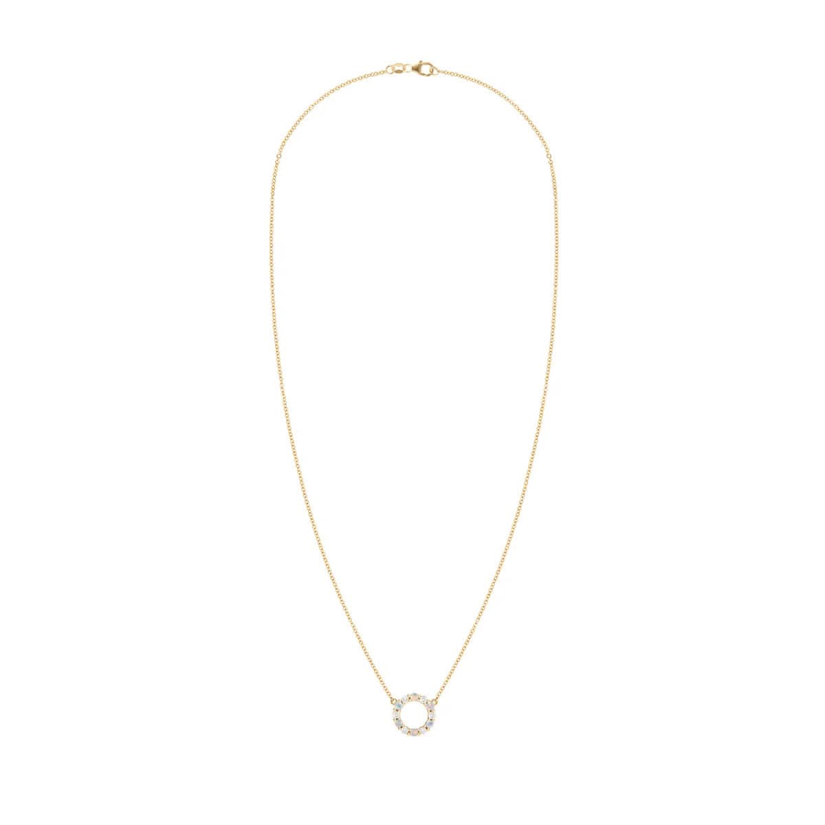 Rosecliff Small Circle Diamond & Opal Necklace in 14k Gold (October)