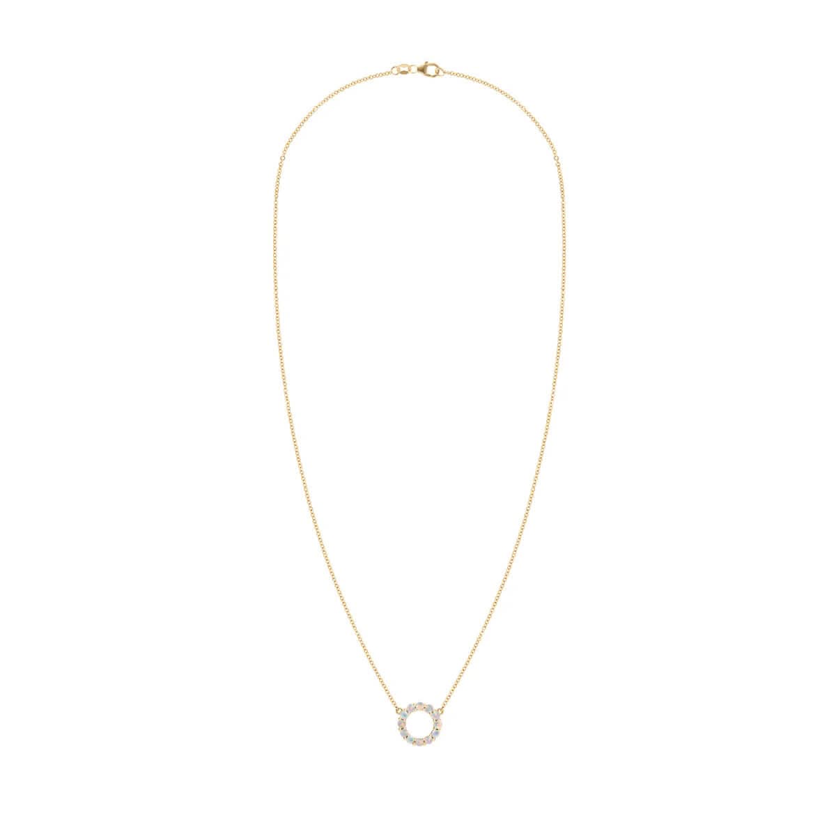 Rosecliff Small Circle Opal Necklace in 14k Gold (October)