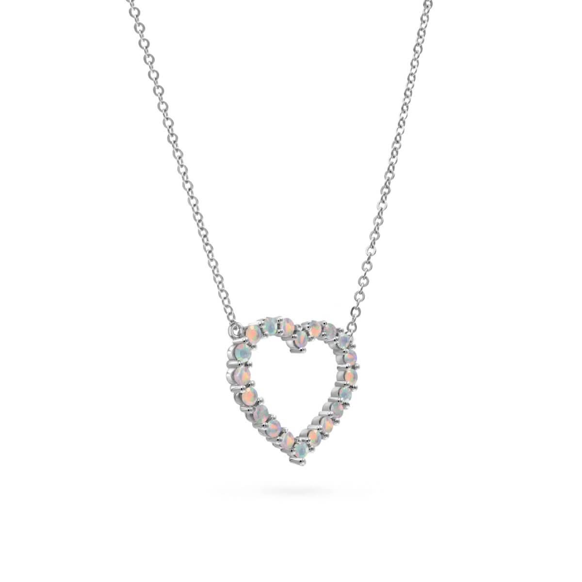 Rosecliff Heart Opal Necklace in 14k Gold (October)