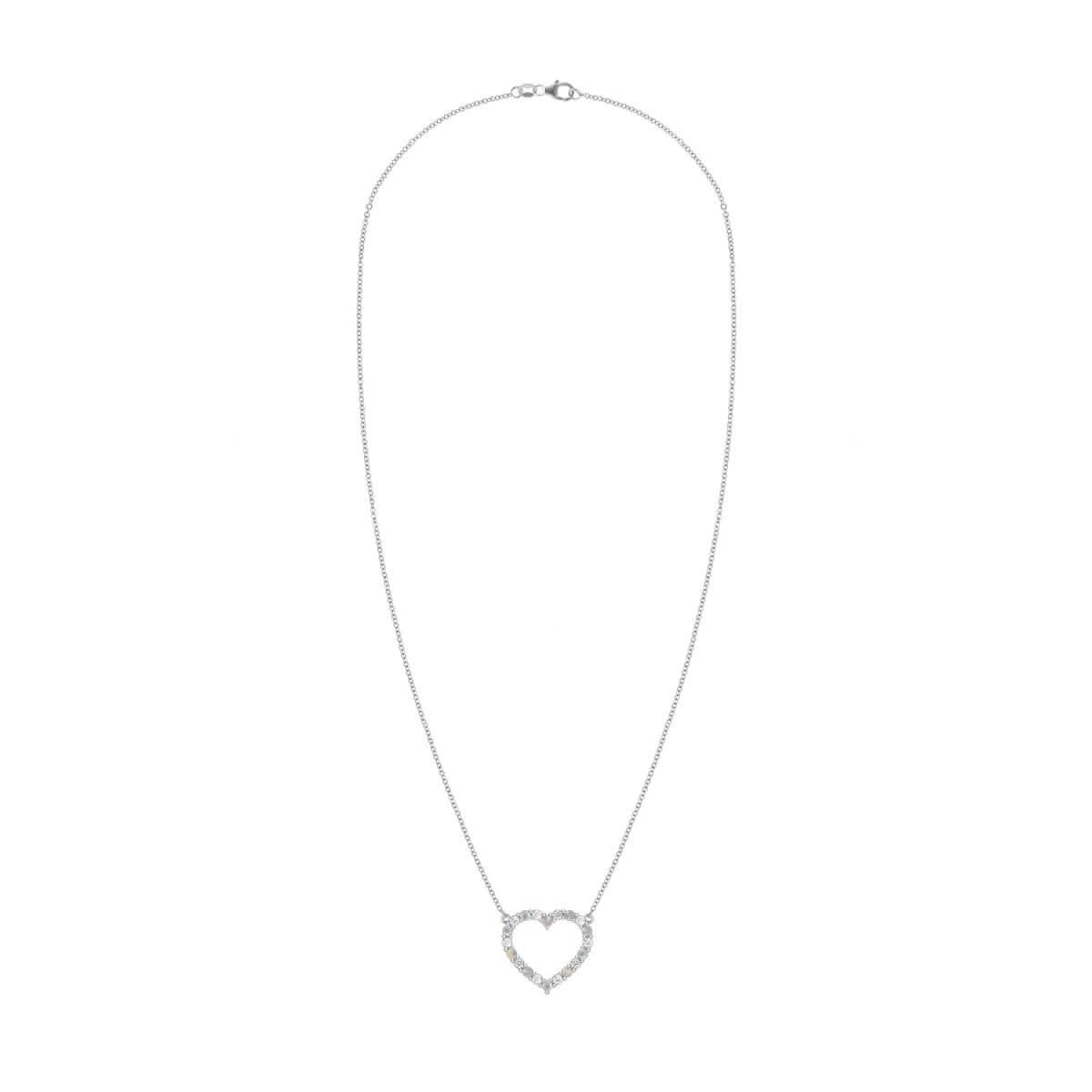 Rosecliff Heart Diamond & Opal Necklace in 14k Gold (October)