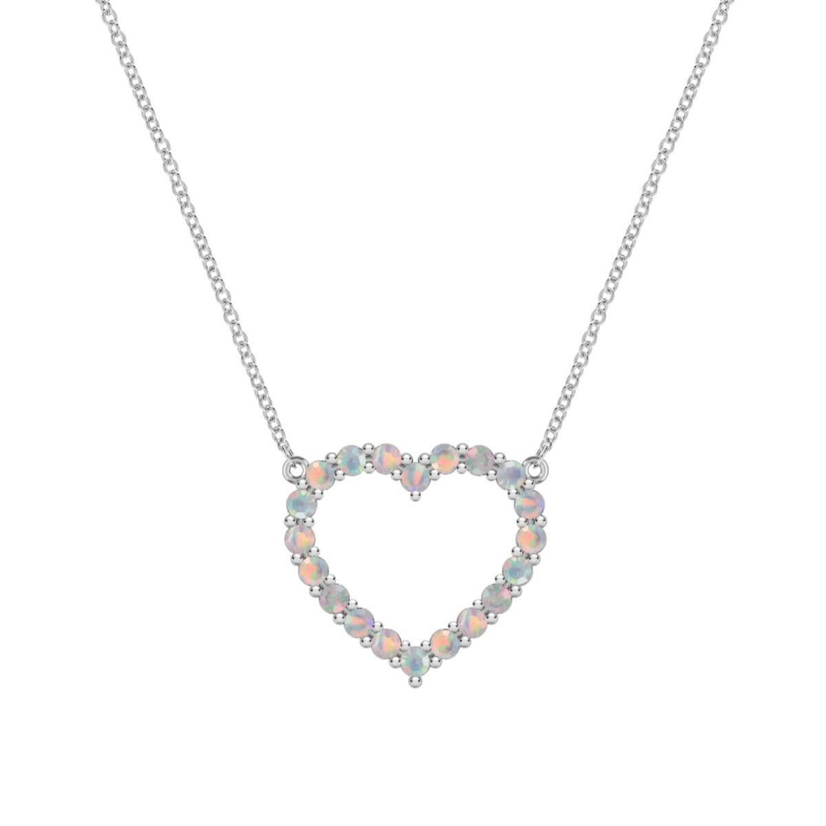 Rosecliff Heart Opal Necklace in 14k Gold (October)