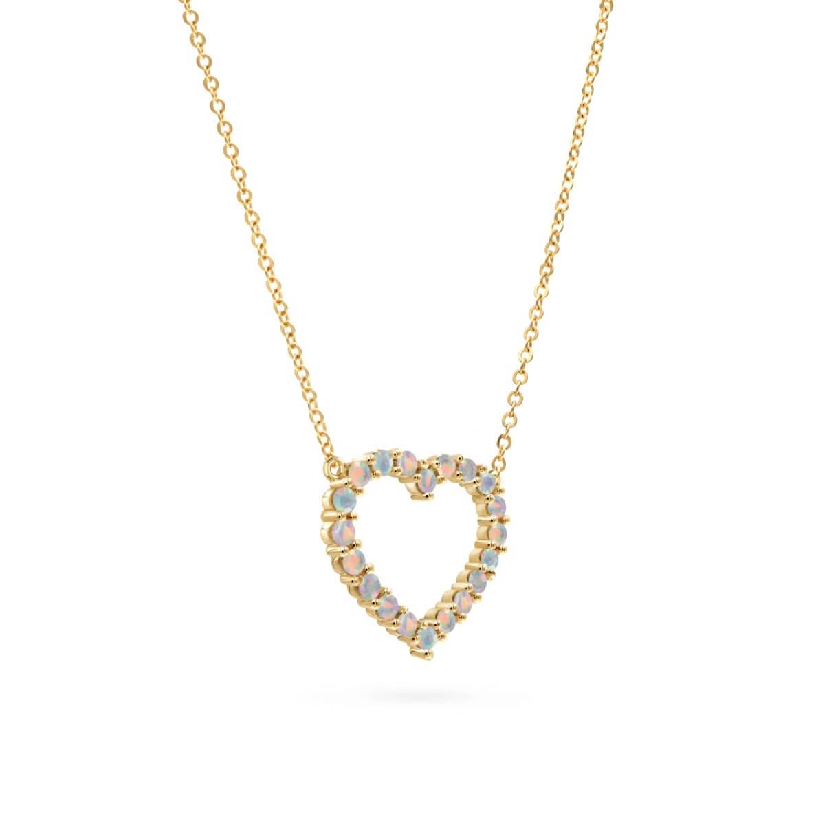 Rosecliff Heart Opal Necklace in 14k Gold (October)
