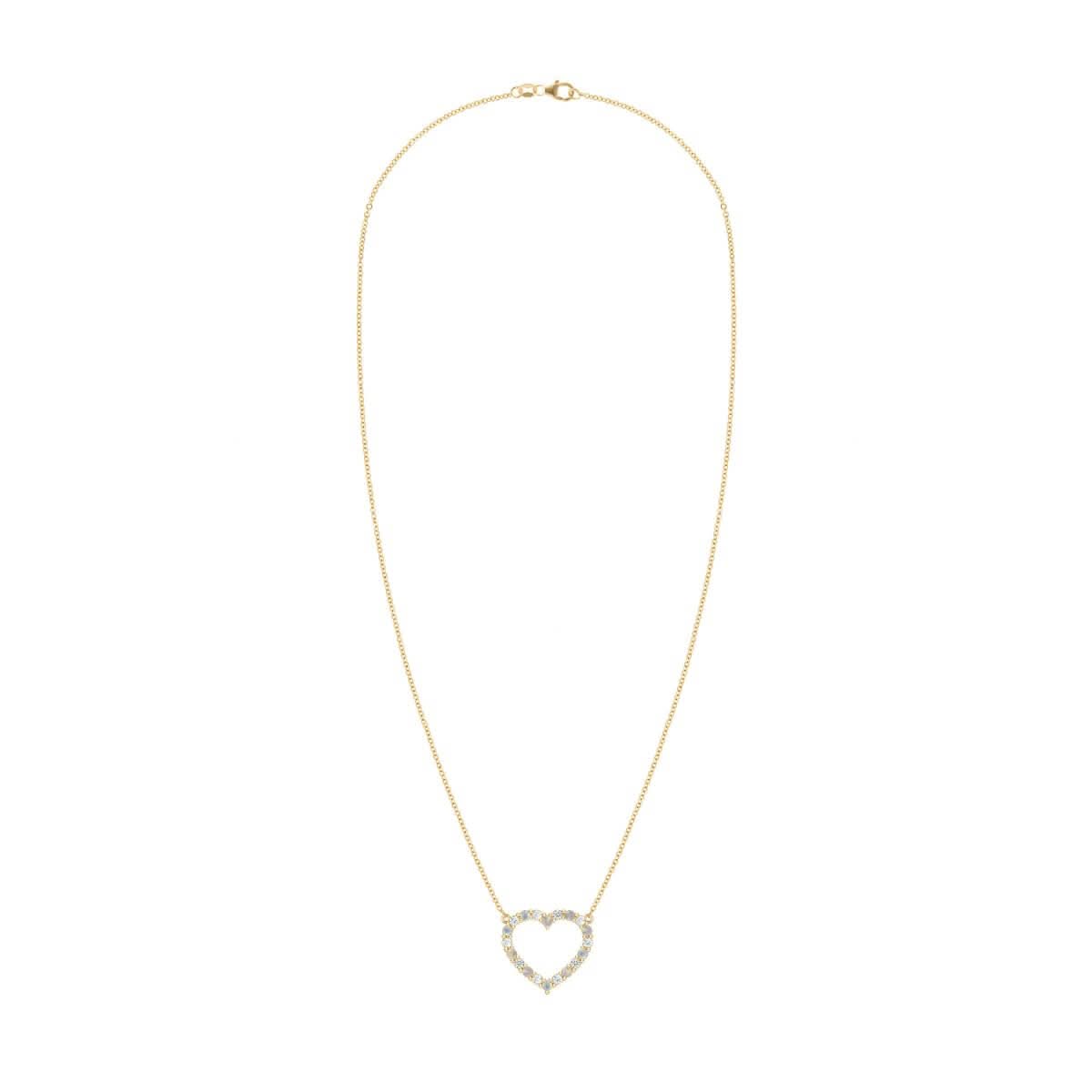 Rosecliff Heart Diamond & Opal Necklace in 14k Gold (October)