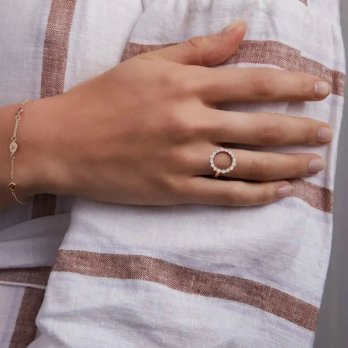 Rosecliff Circle Opal Ring in 14k Gold (October)