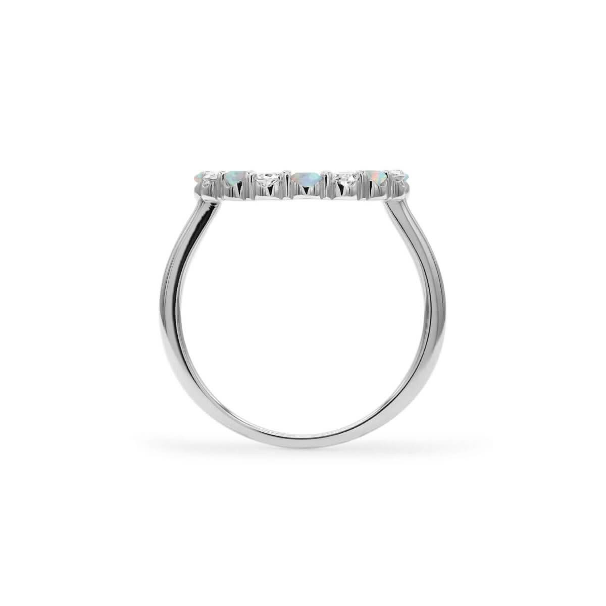 Rosecliff Circle Diamond & Opal Ring in 14k Gold (October)