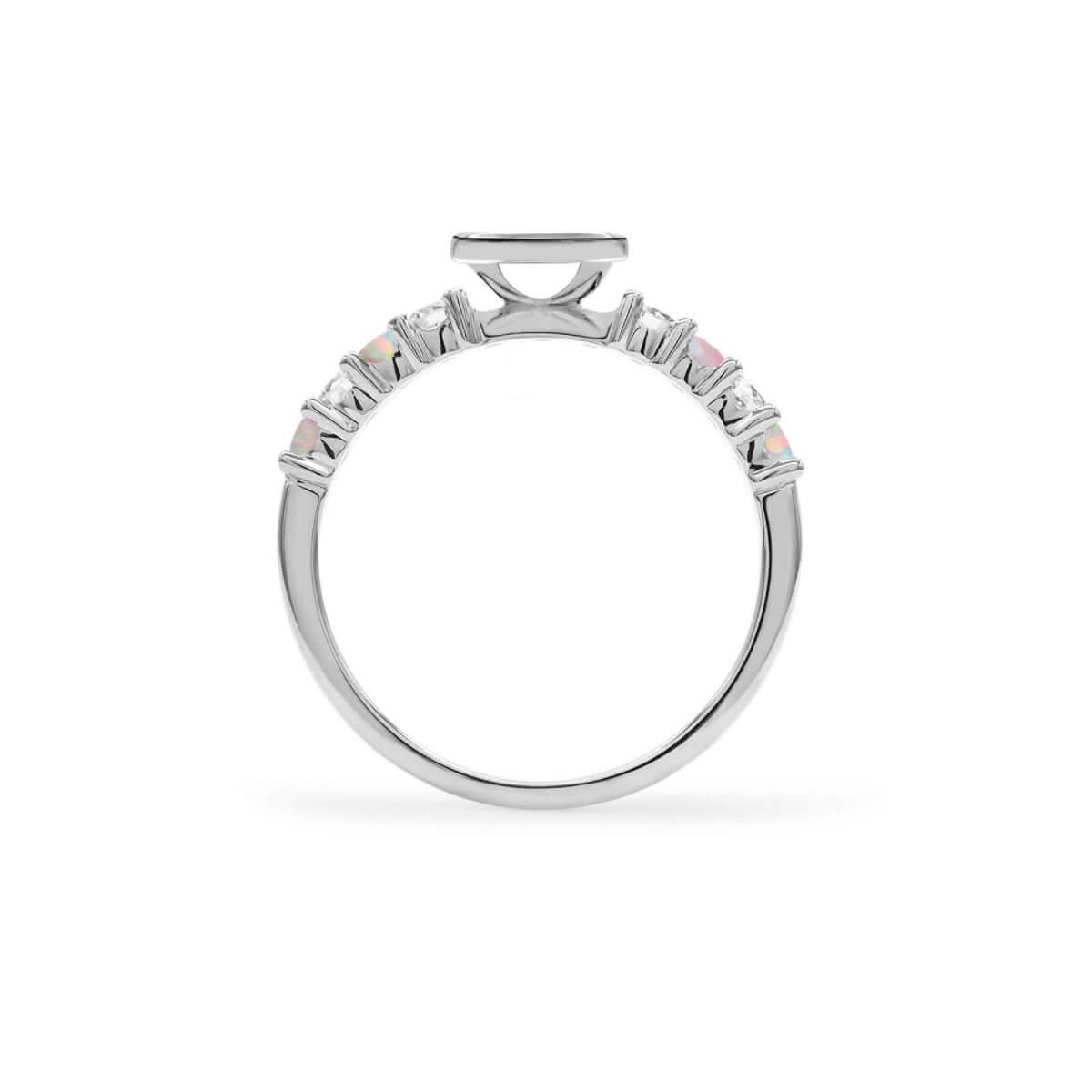 Rosecliff Letter Diamond & Opal Ring in 14k Gold (October)