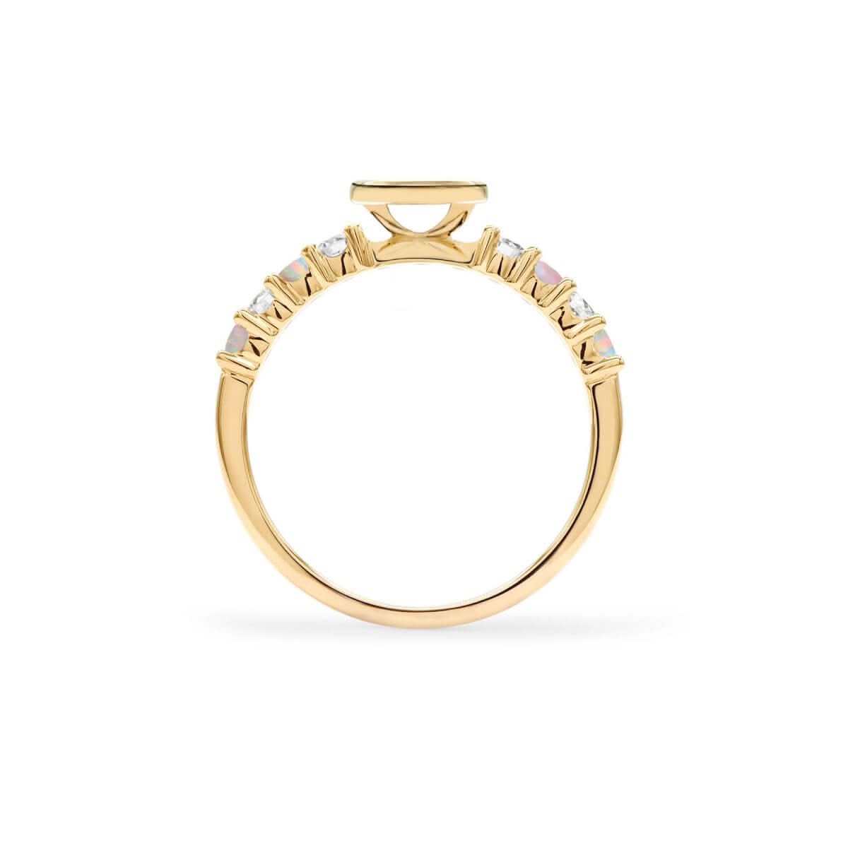 Rosecliff Letter Diamond & Opal Ring in 14k Gold (October)