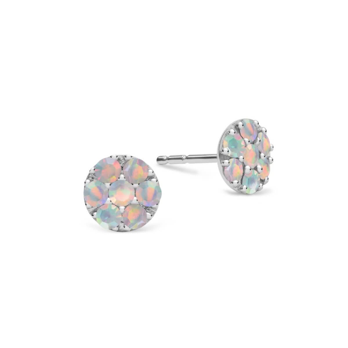 Rosecliff Opal Mini Stud Earrings in Solid 14k Gold (October)