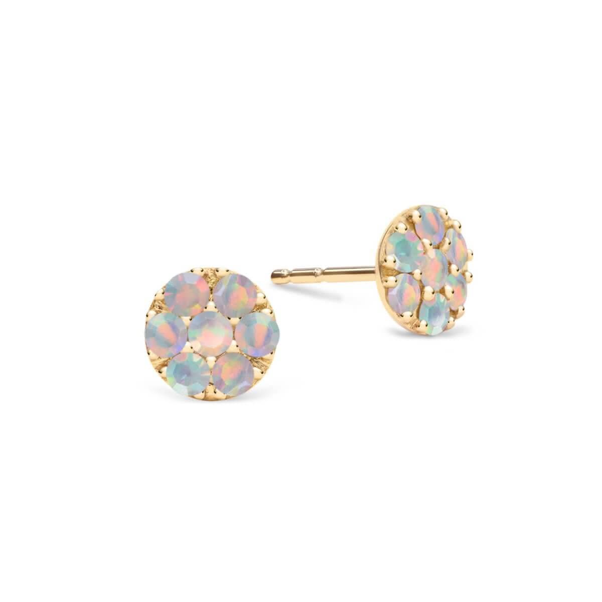 Rosecliff Opal Mini Stud Earrings in Solid 14k Gold (October)