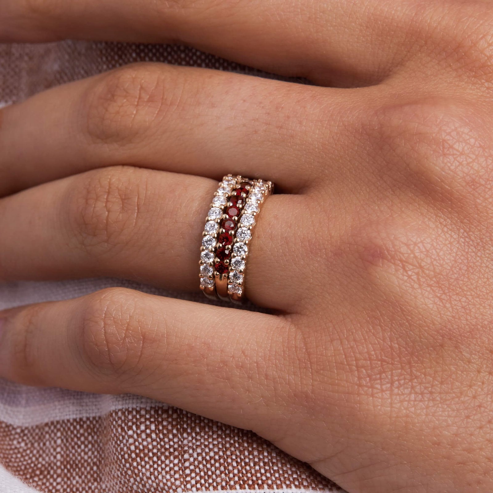 Rosecliff Garnet Stackable Ring in 14k Gold (January)