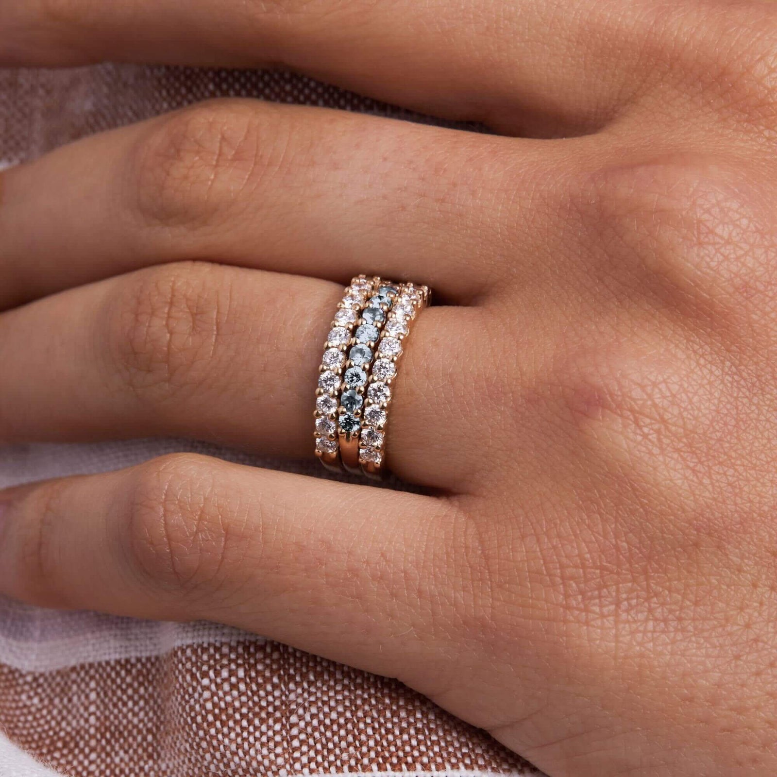 Rosecliff Aquamarine Stackable Ring in 14k Gold (March)