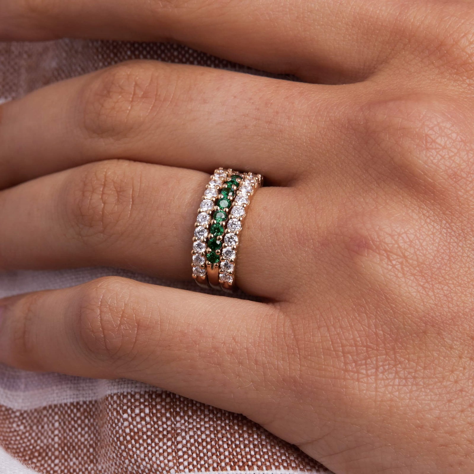 Rosecliff Emerald Stackable Ring in 14k Gold (May)
