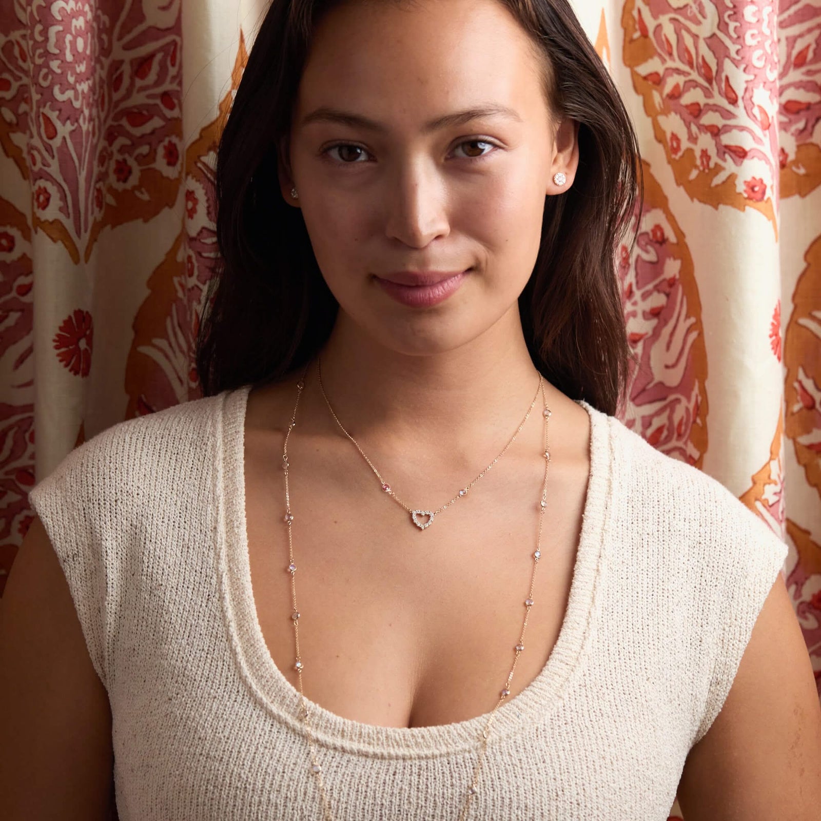 Rosecliff Small Diamond Heart & Petite 2 Birthstone Necklace