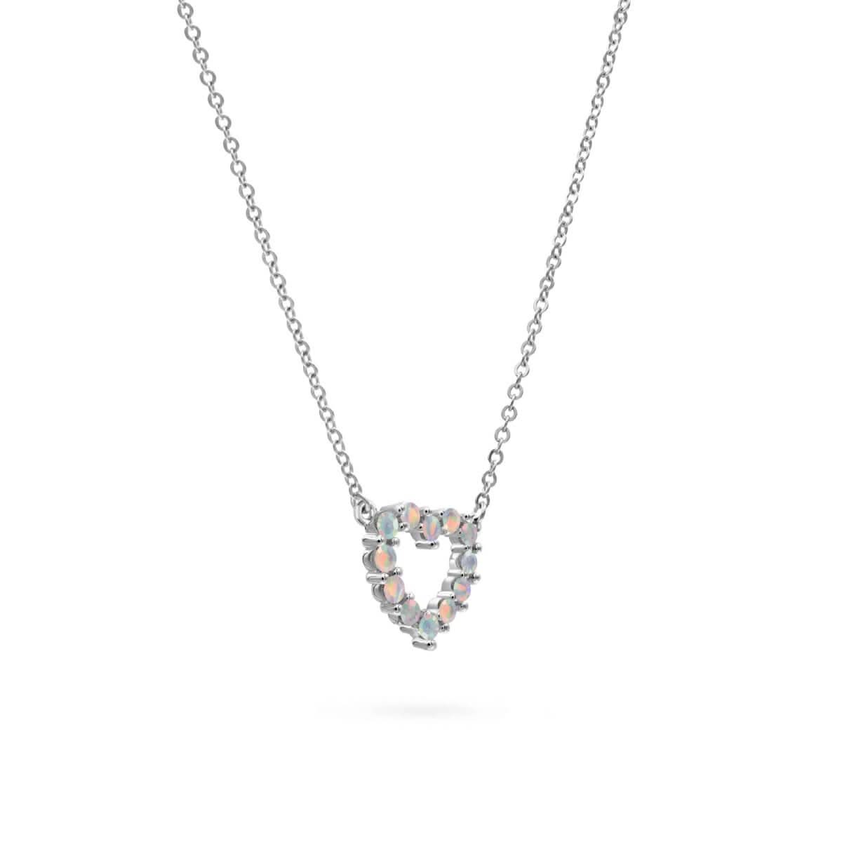 Rosecliff Small Heart Opal Necklace in 14k Gold (October)