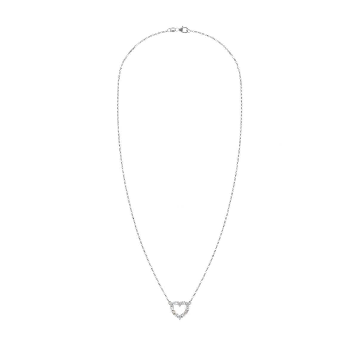 Rosecliff Small Heart Diamond & Opal Necklace in 14k Gold (October)