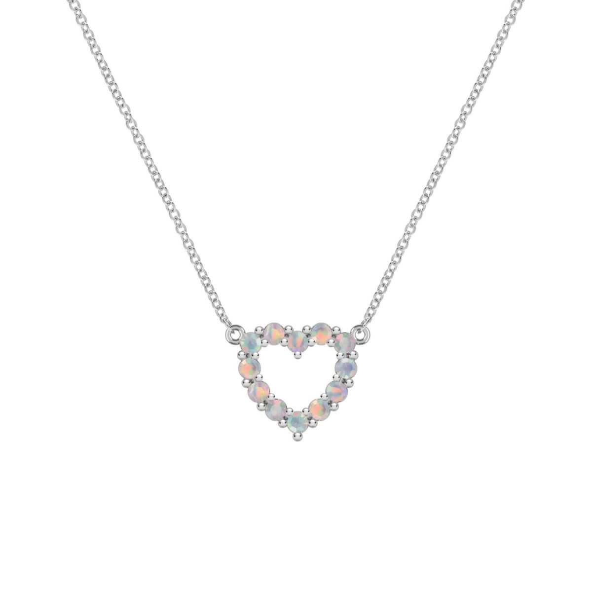 Rosecliff Small Heart Opal Necklace in 14k Gold (October)