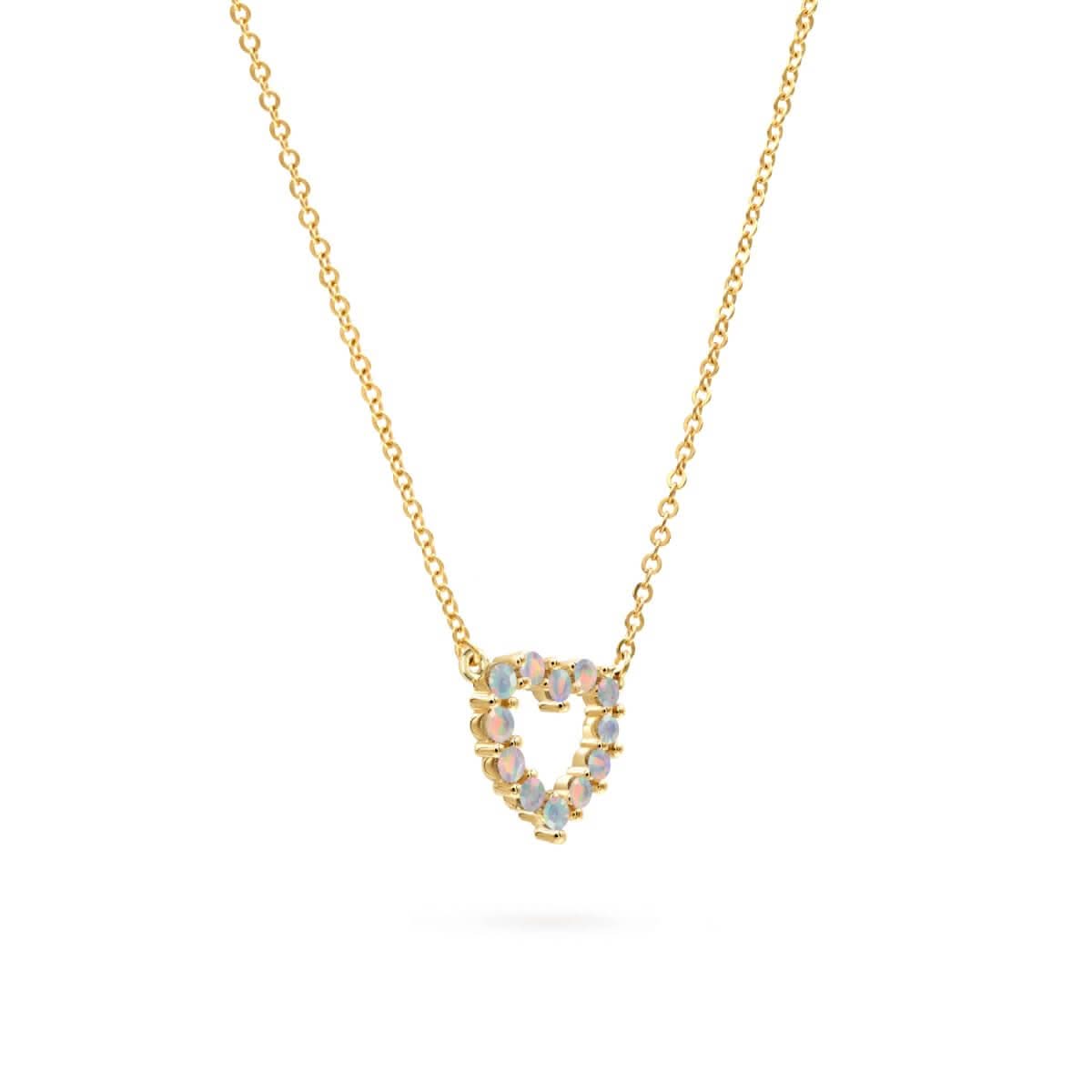 Rosecliff Small Heart Opal Necklace in 14k Gold (October)
