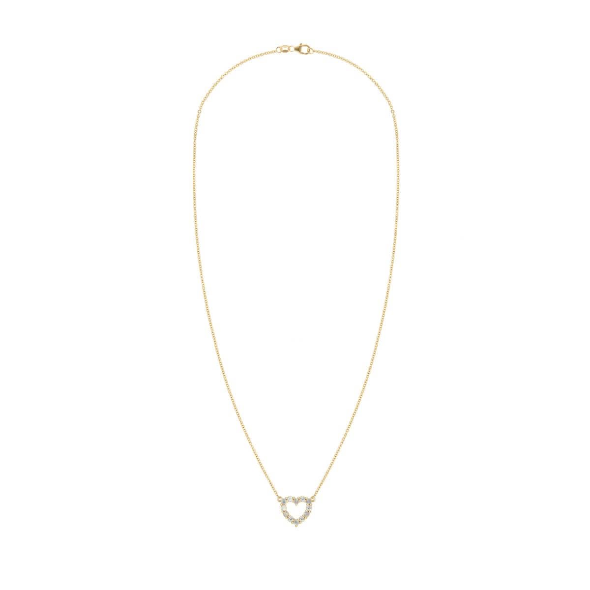 Rosecliff Small Heart Diamond & Opal Necklace in 14k Gold (October)