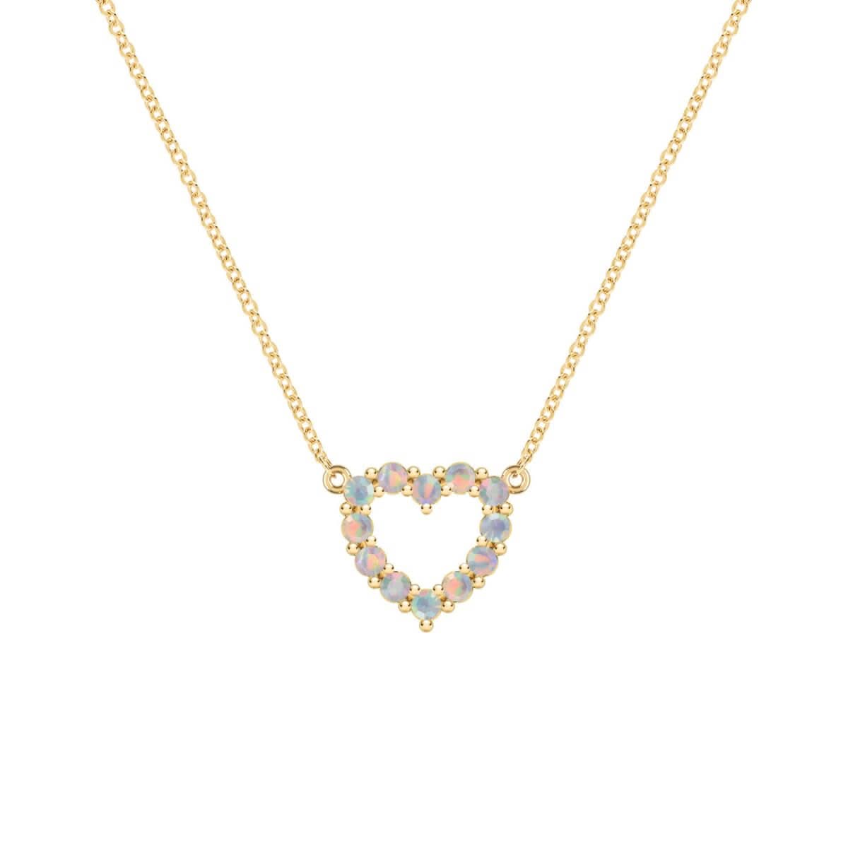 Rosecliff Small Heart Opal Necklace in 14k Gold (October)