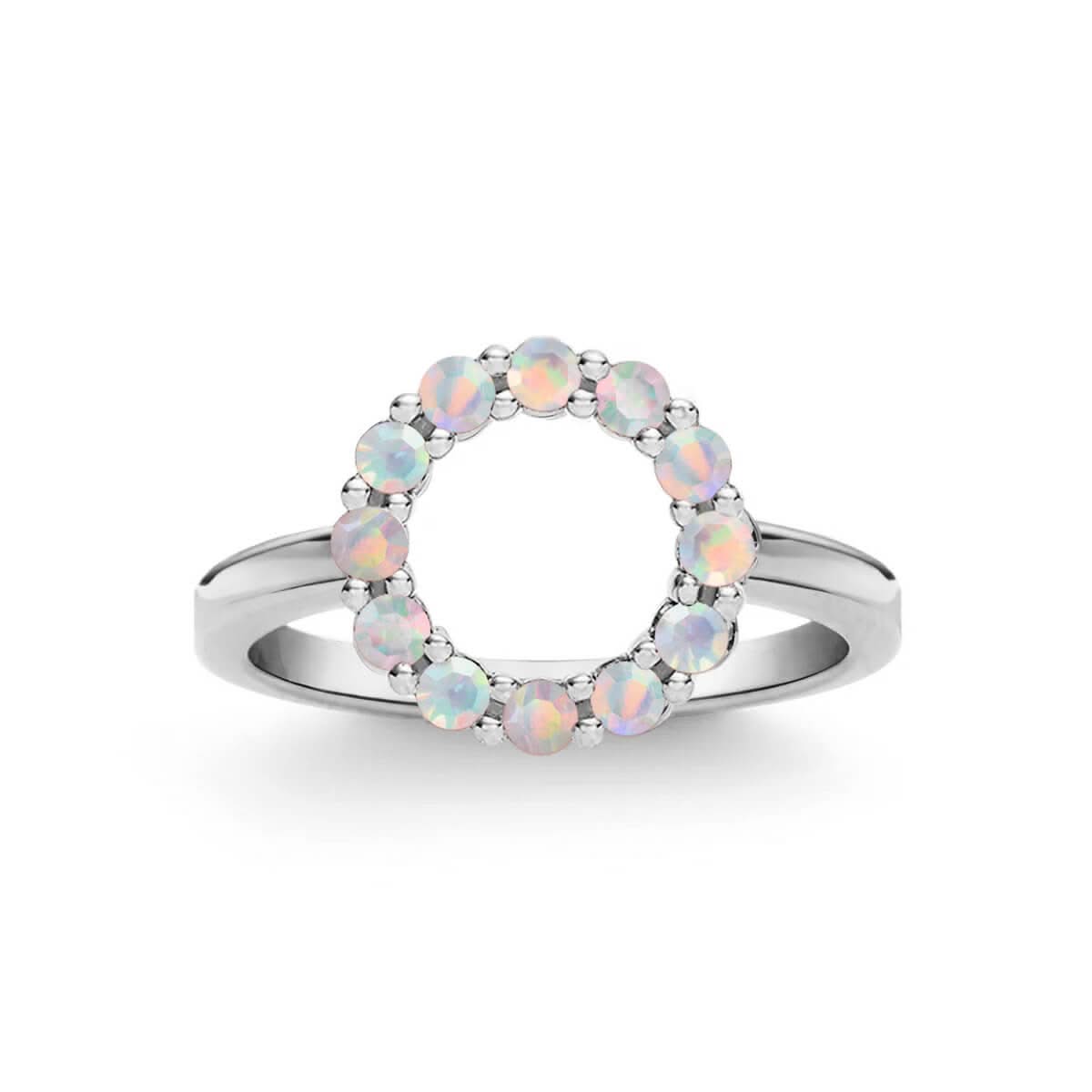 Rosecliff Small Circle Opal Ring in 14k Gold (October)