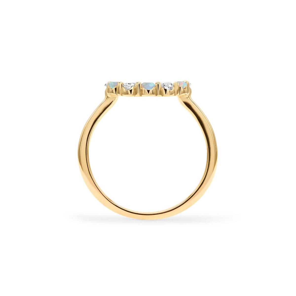 Rosecliff Small Circle Diamond & Opal Ring in 14k Gold (October)