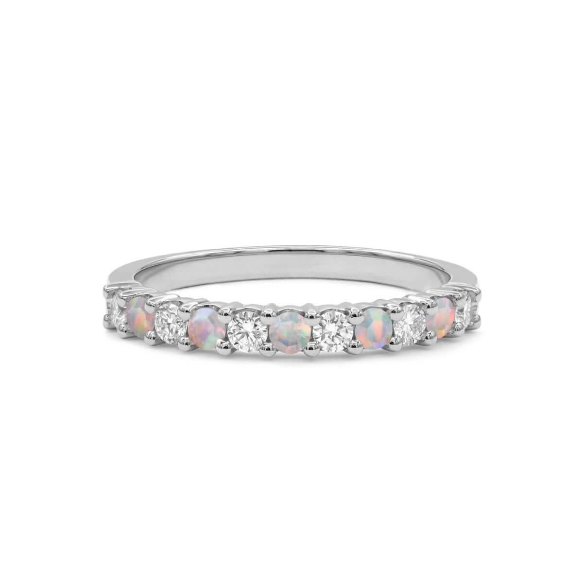 Rosecliff Diamond & Opal Stackable Ring in 14k Gold (October)