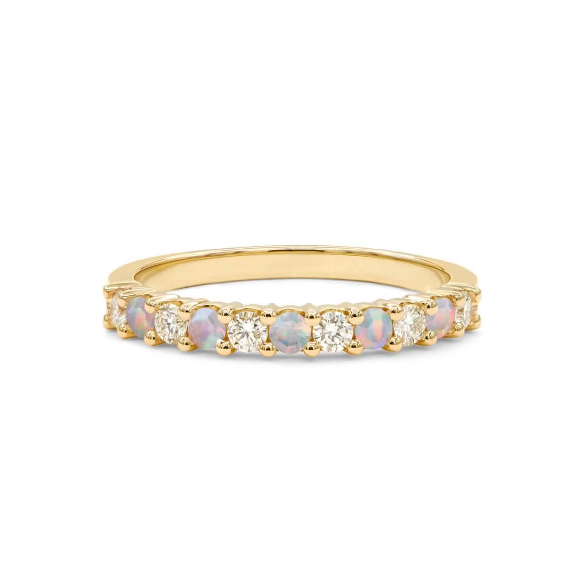 Rosecliff Diamond & Opal Stackable Ring in 14k Gold (October)