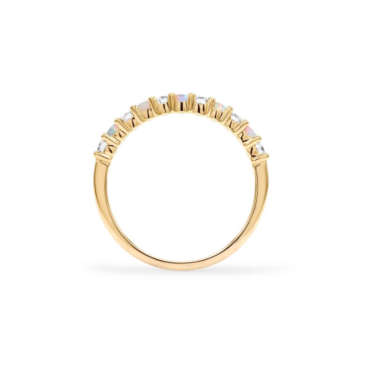 Rosecliff Diamond & Opal Stackable Ring in 14k Gold (October)