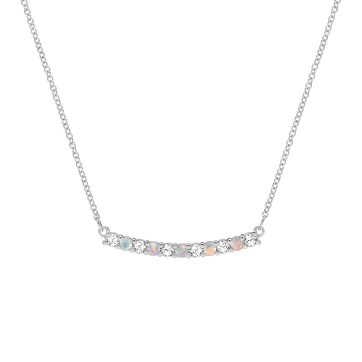 Rosecliff Diamond & Opal Bar Necklace in 14k Gold (October)