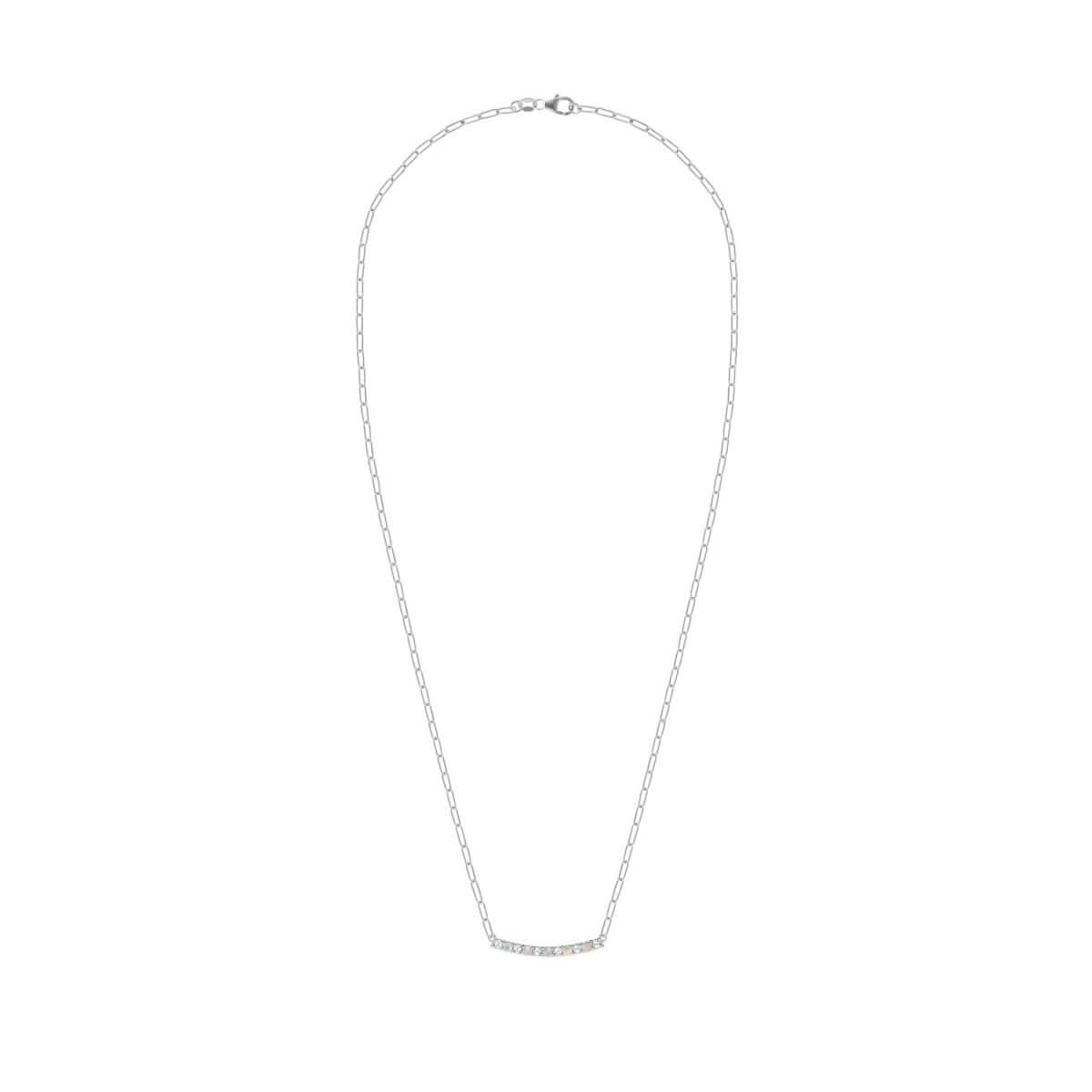 Rosecliff Diamond & Opal Bar Adelaide Mini Necklace in 14k Gold (October)