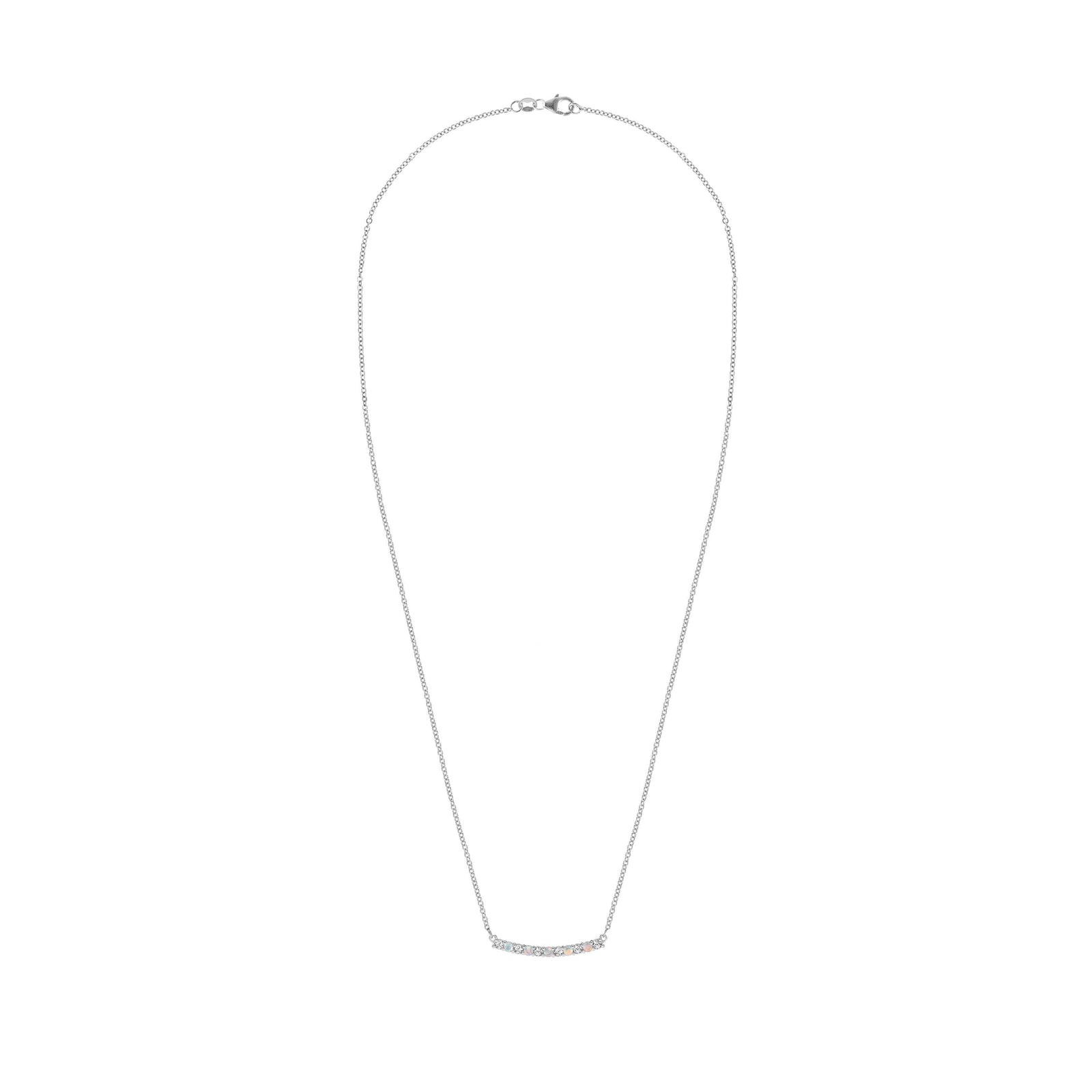 Rosecliff Diamond & Opal Bar Necklace in 14k Gold (October)