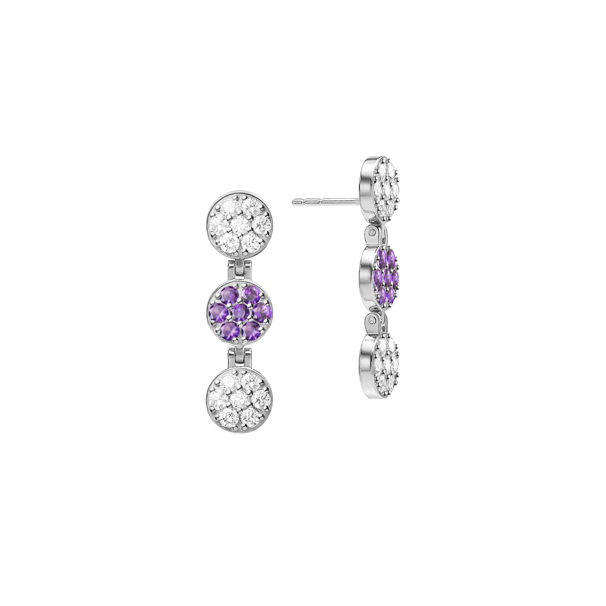 Rosecliff Diamond & Amethyst Drop Earrings in 14k Gold (February)