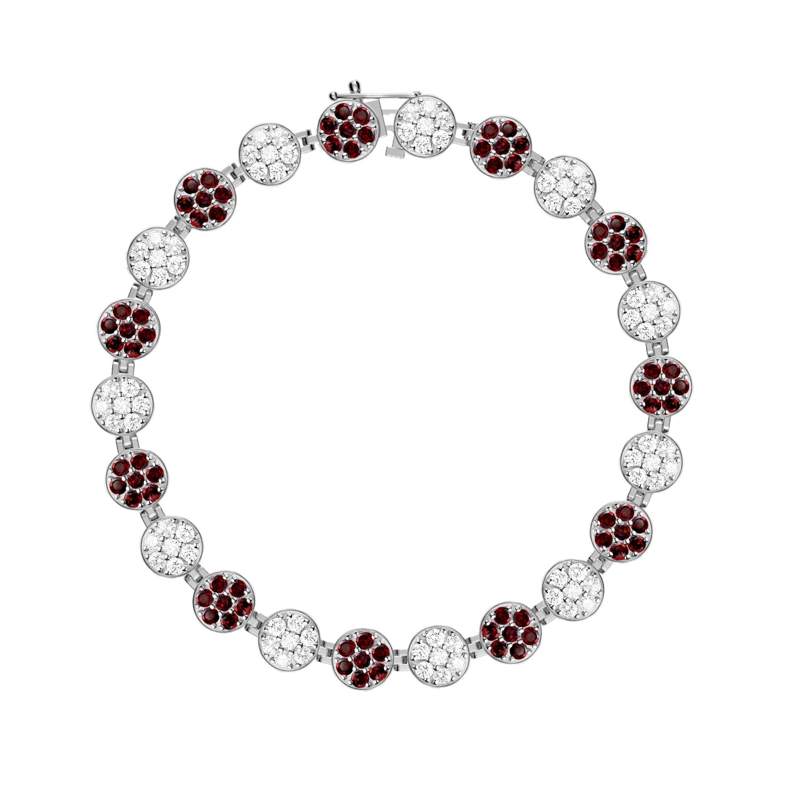 Rosecliff Tennis Diamond & Garnet Bracelet in 14k Gold (January)