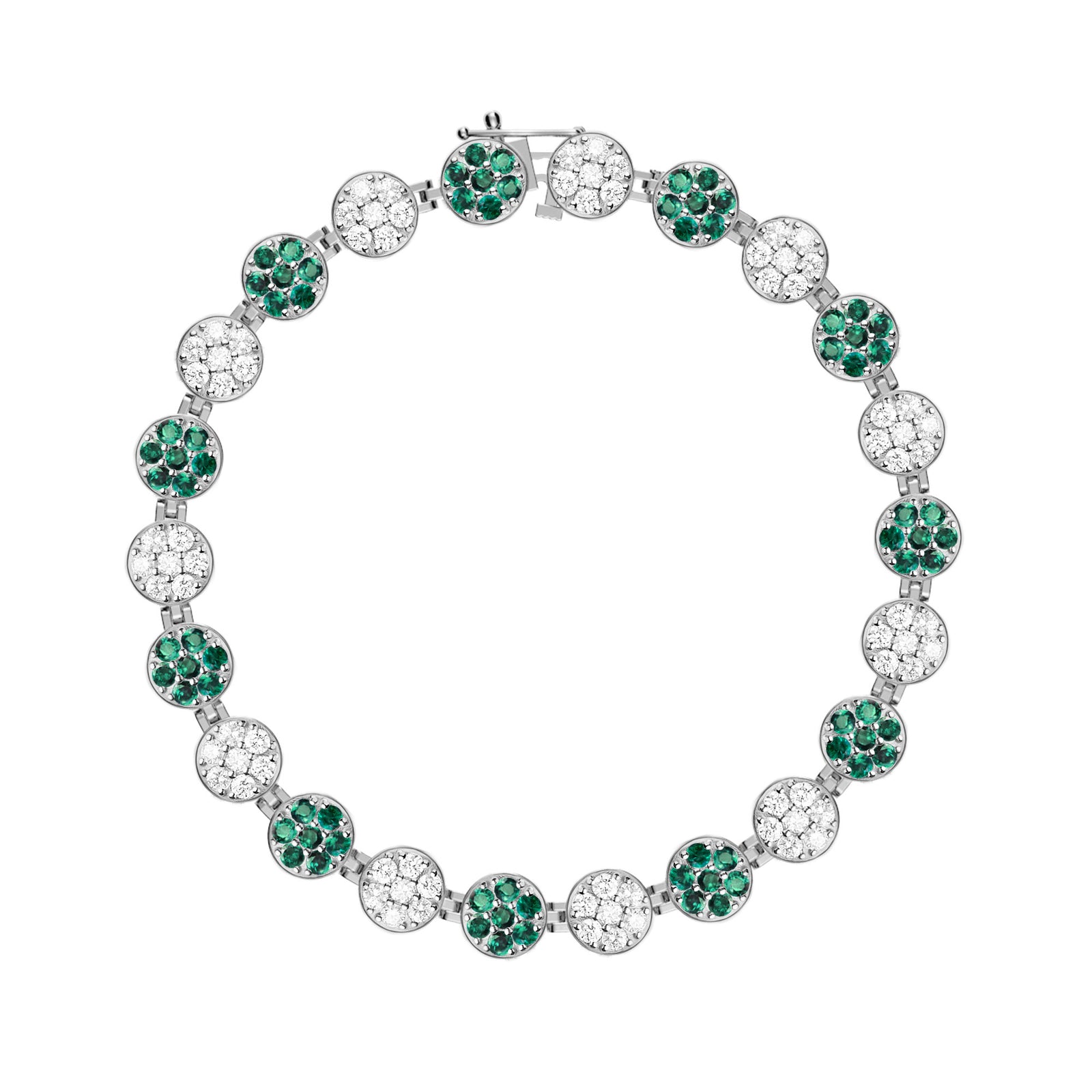 Rosecliff Tennis Diamond & Emerald Bracelet in 14k Gold (May)