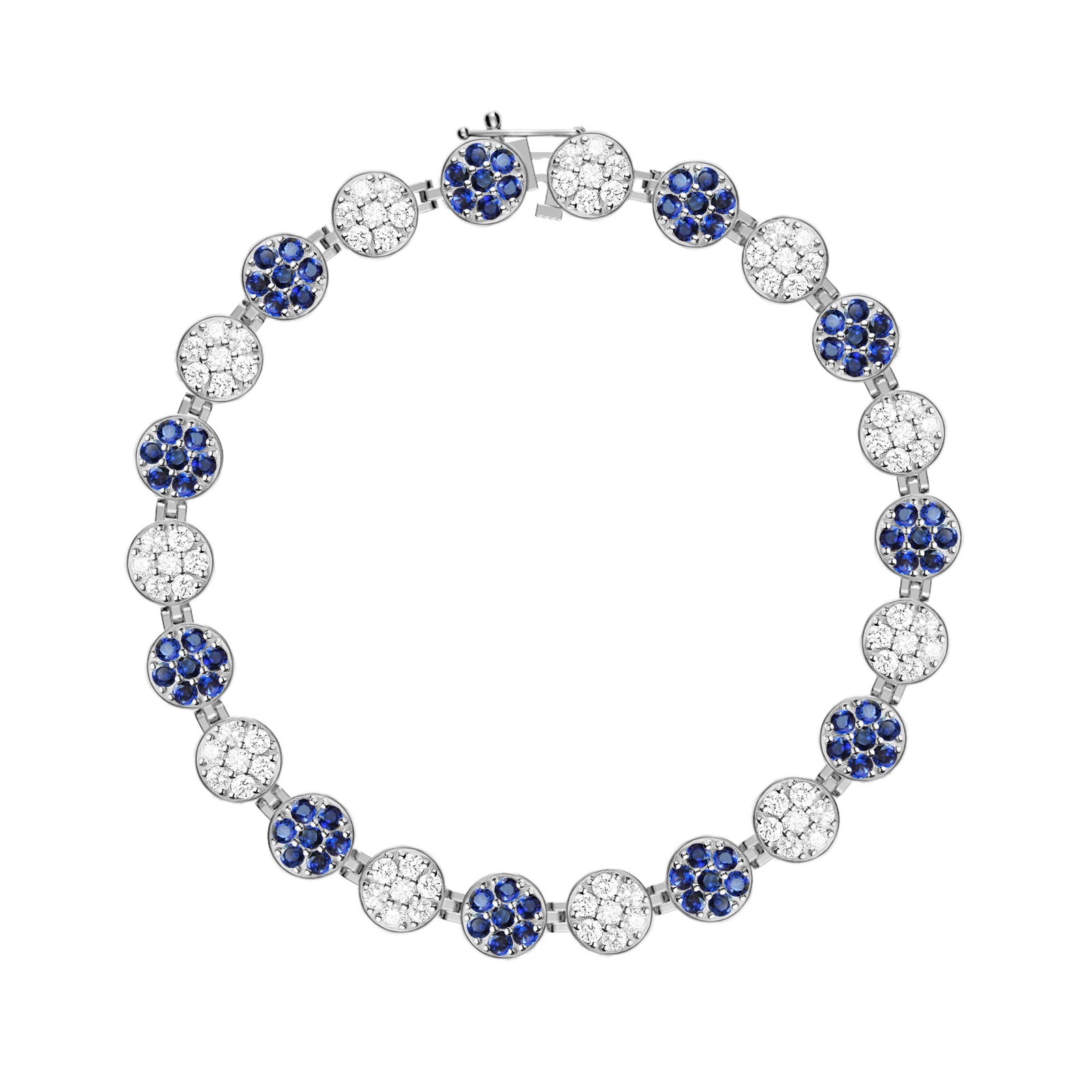 Rosecliff Tennis Diamond & Sapphire Bracelet in 14k Gold (September)