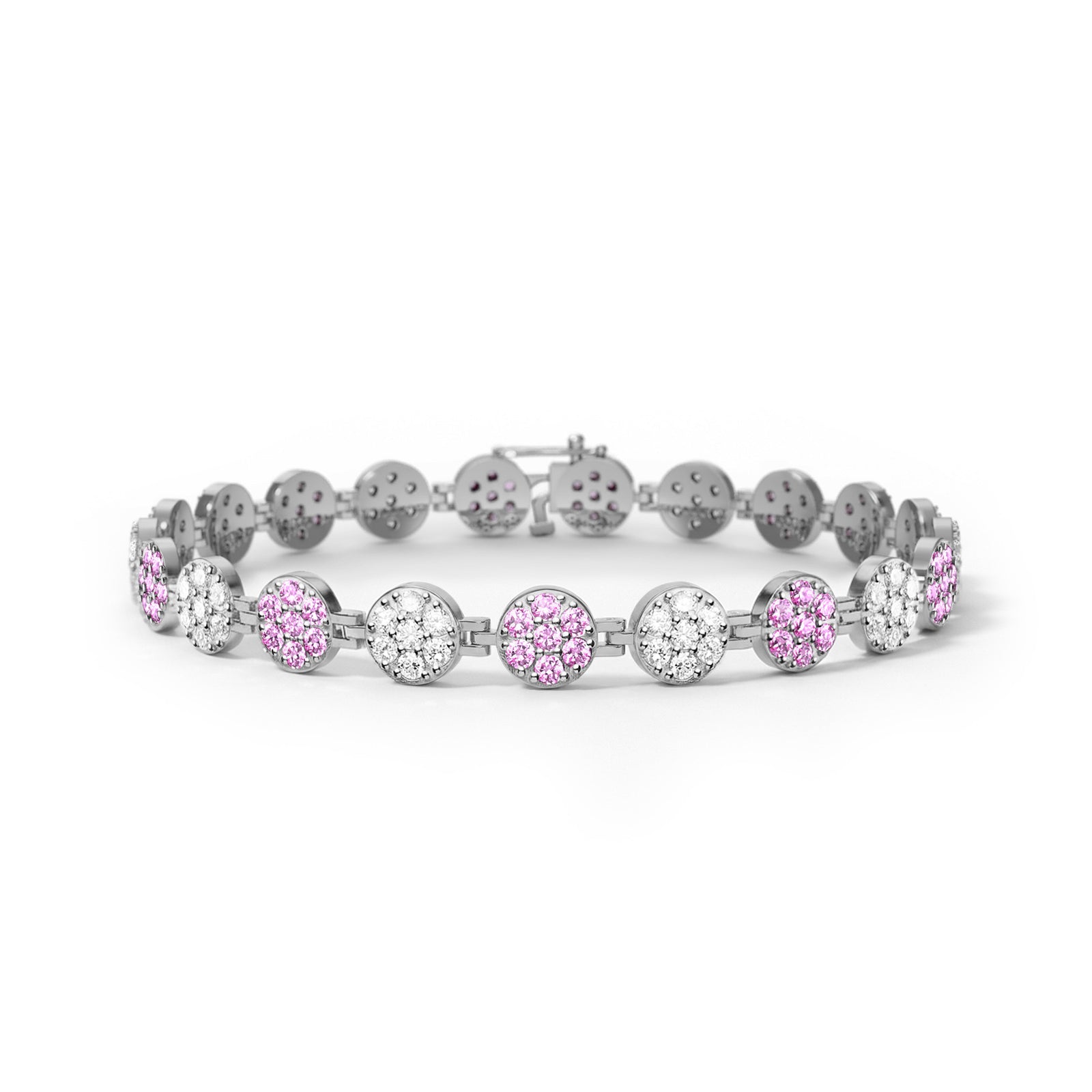 Rosecliff Tennis Diamond & Pink Sapphire Bracelet in 14k Gold (October)