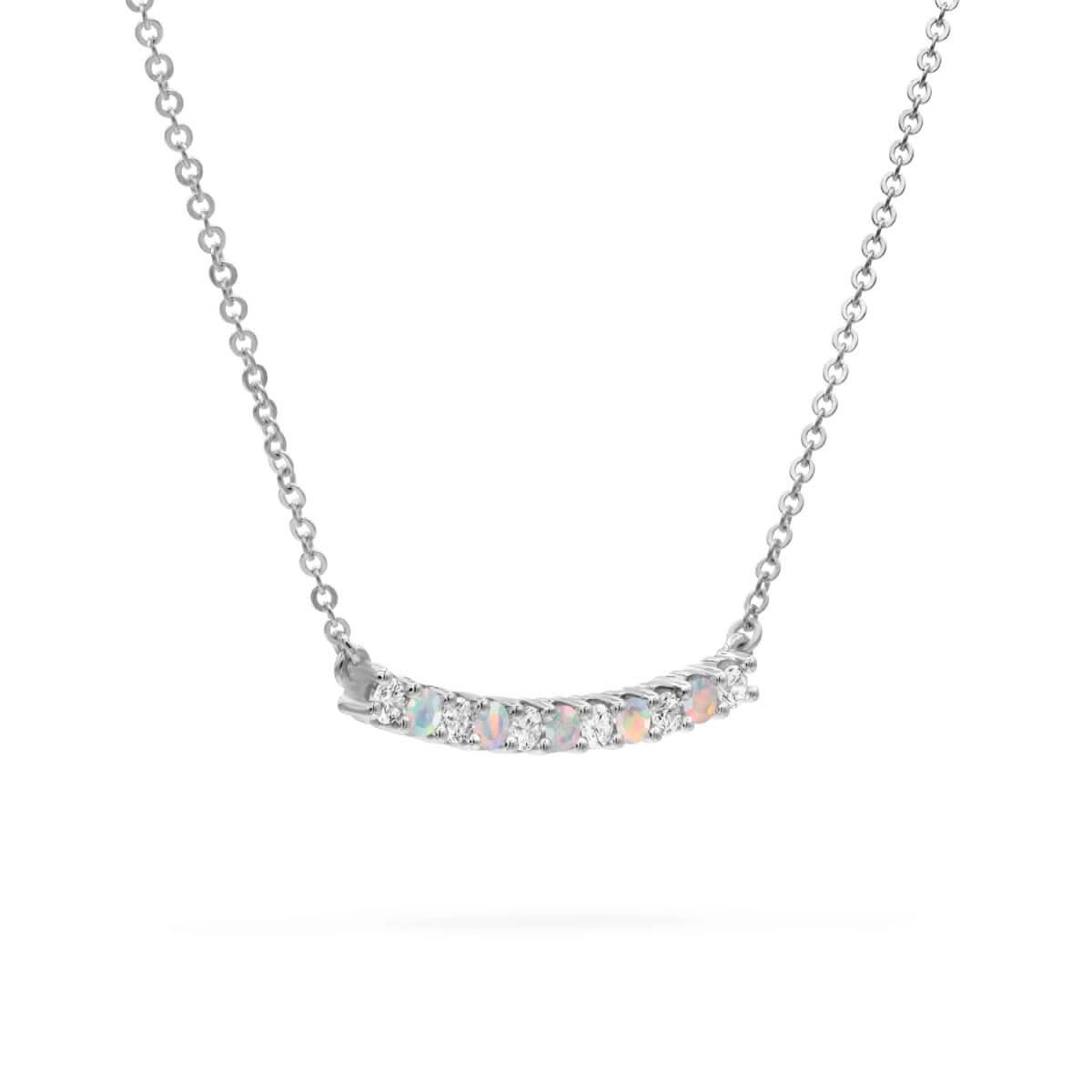 Rosecliff Diamond & Opal Bar Necklace in 14k Gold (October)