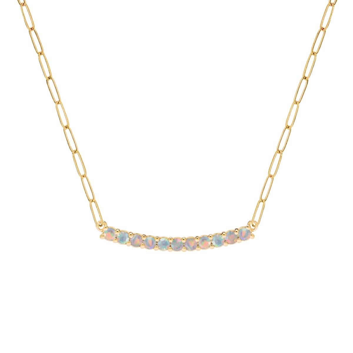 Rosecliff Opal Bar Adelaide Mini Necklace in 14k Gold (October)