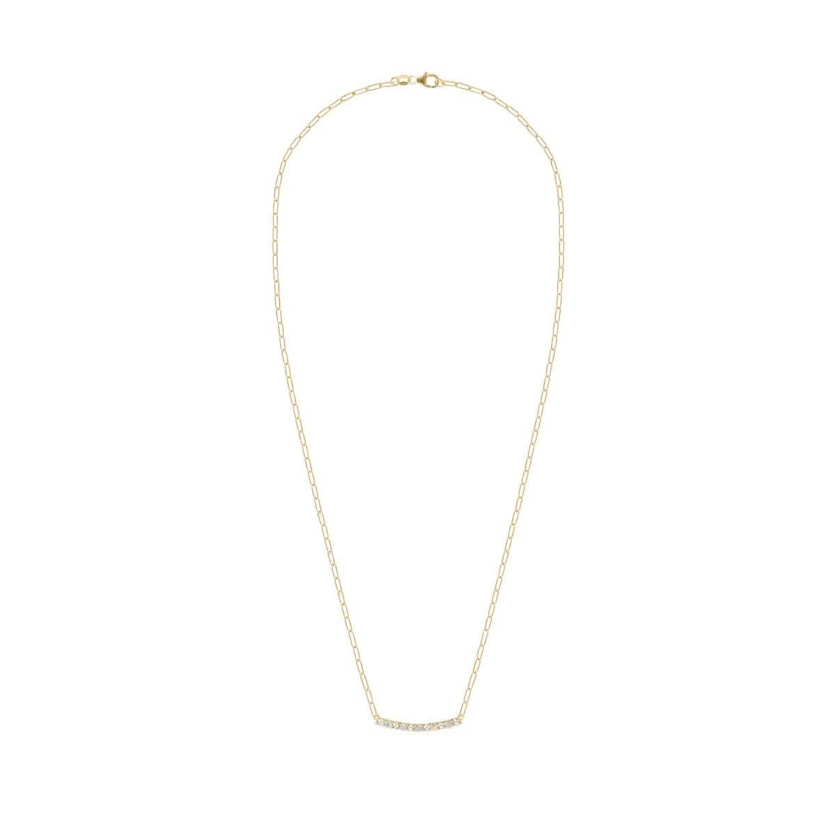 Rosecliff Diamond & Opal Bar Adelaide Mini Necklace in 14k Gold (October)
