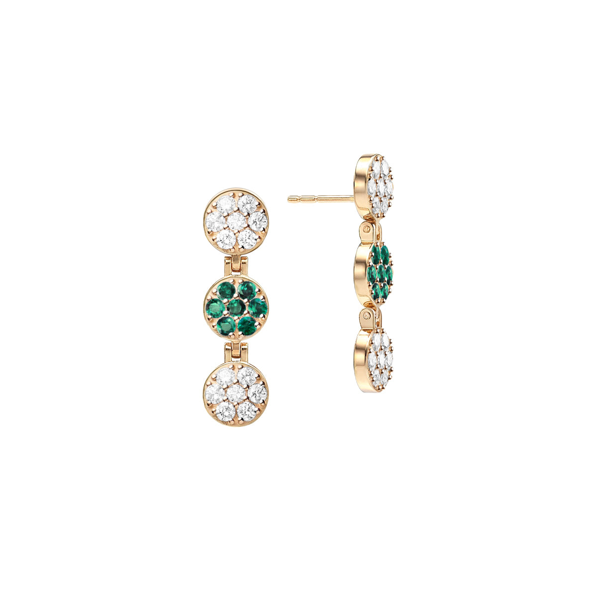 Rosecliff Diamond & Emerald Drop Earrings in 14k Gold (May)