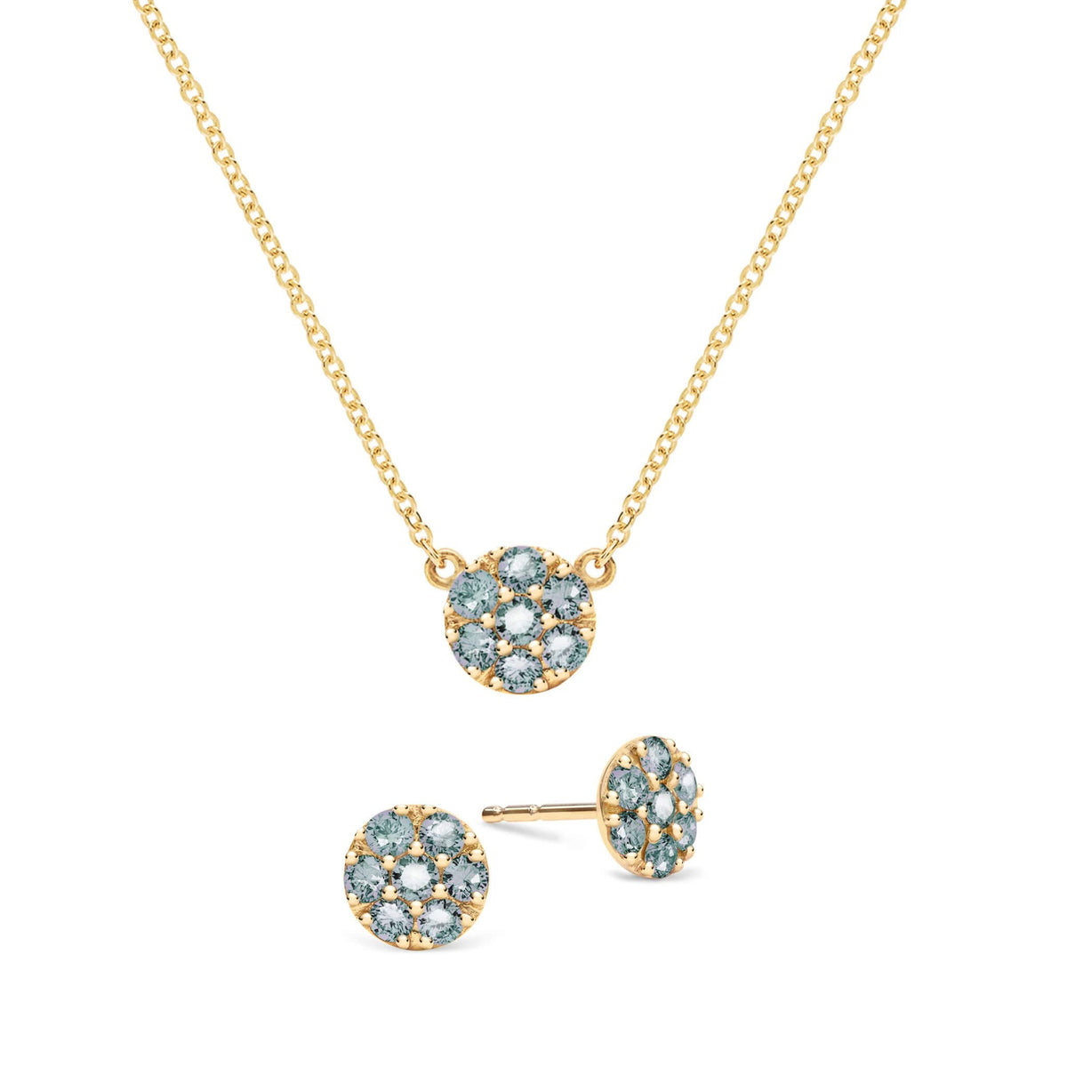 Rosecliff Alexandrite Mini Necklace and Stud Earrings Set in 14k Gold (June)