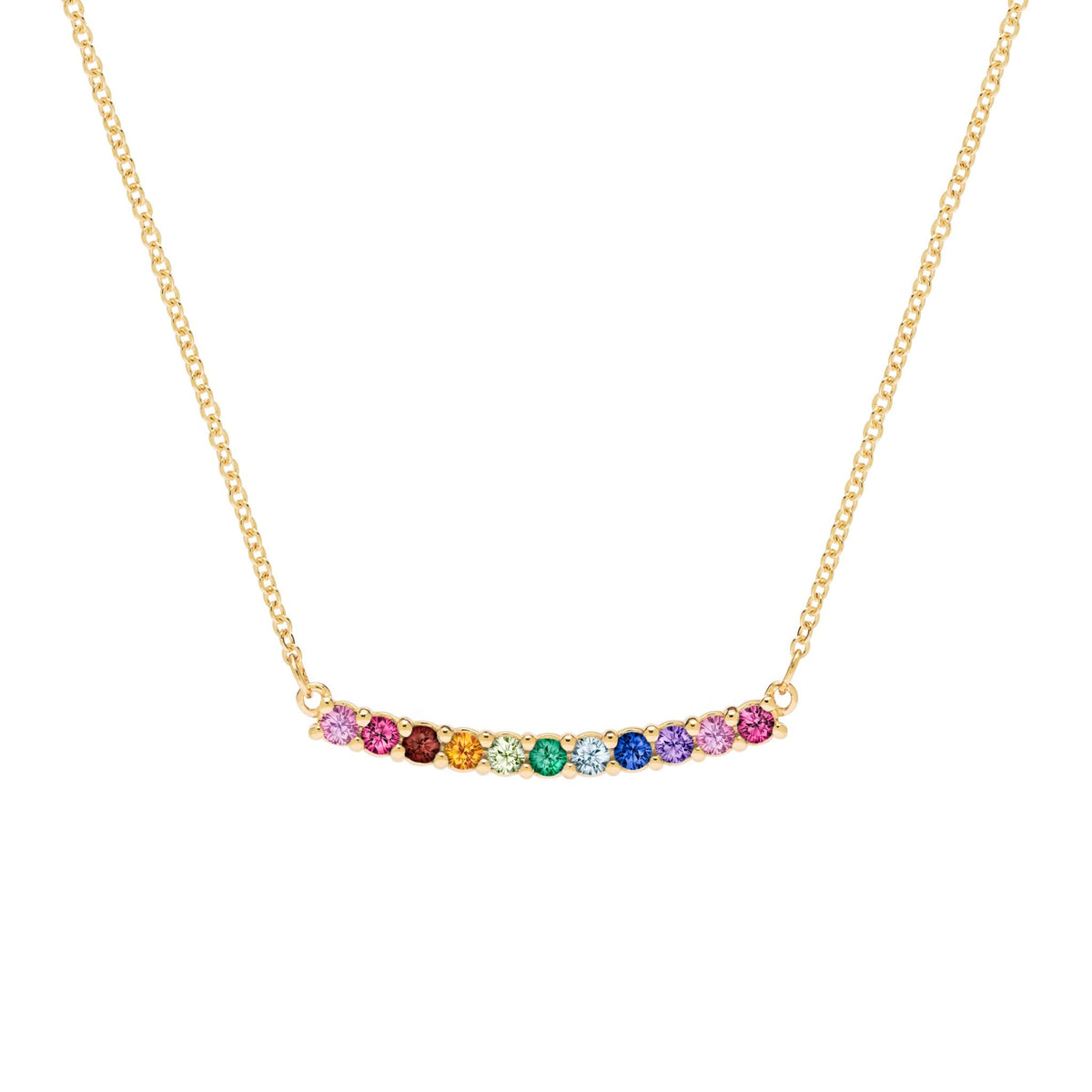 Rainbow Rosecliff Bar Necklace in 14k Gold