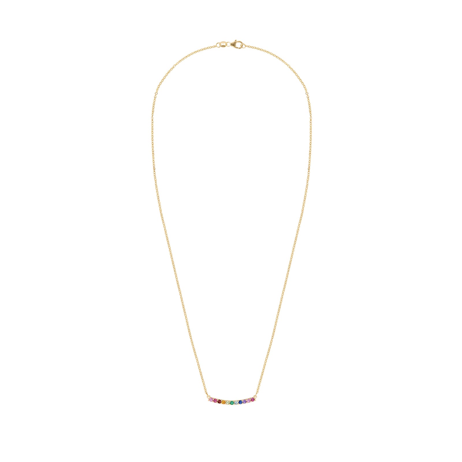 Rainbow Rosecliff Bar Necklace in 14k Gold