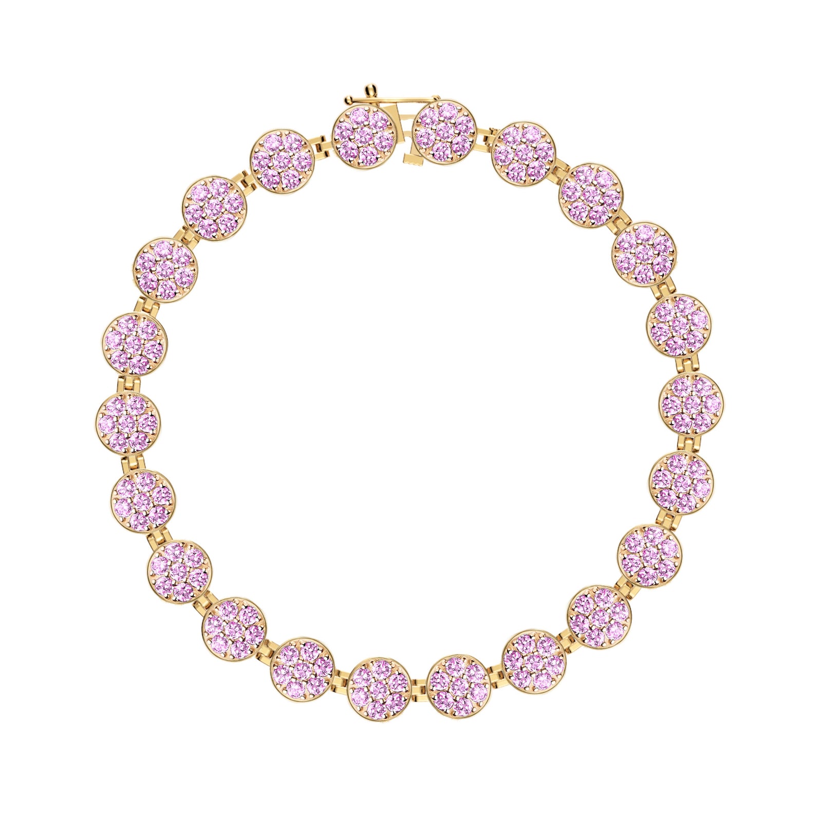 Rosecliff Tennis Pink Sapphire Bracelet in 14k Gold (October)