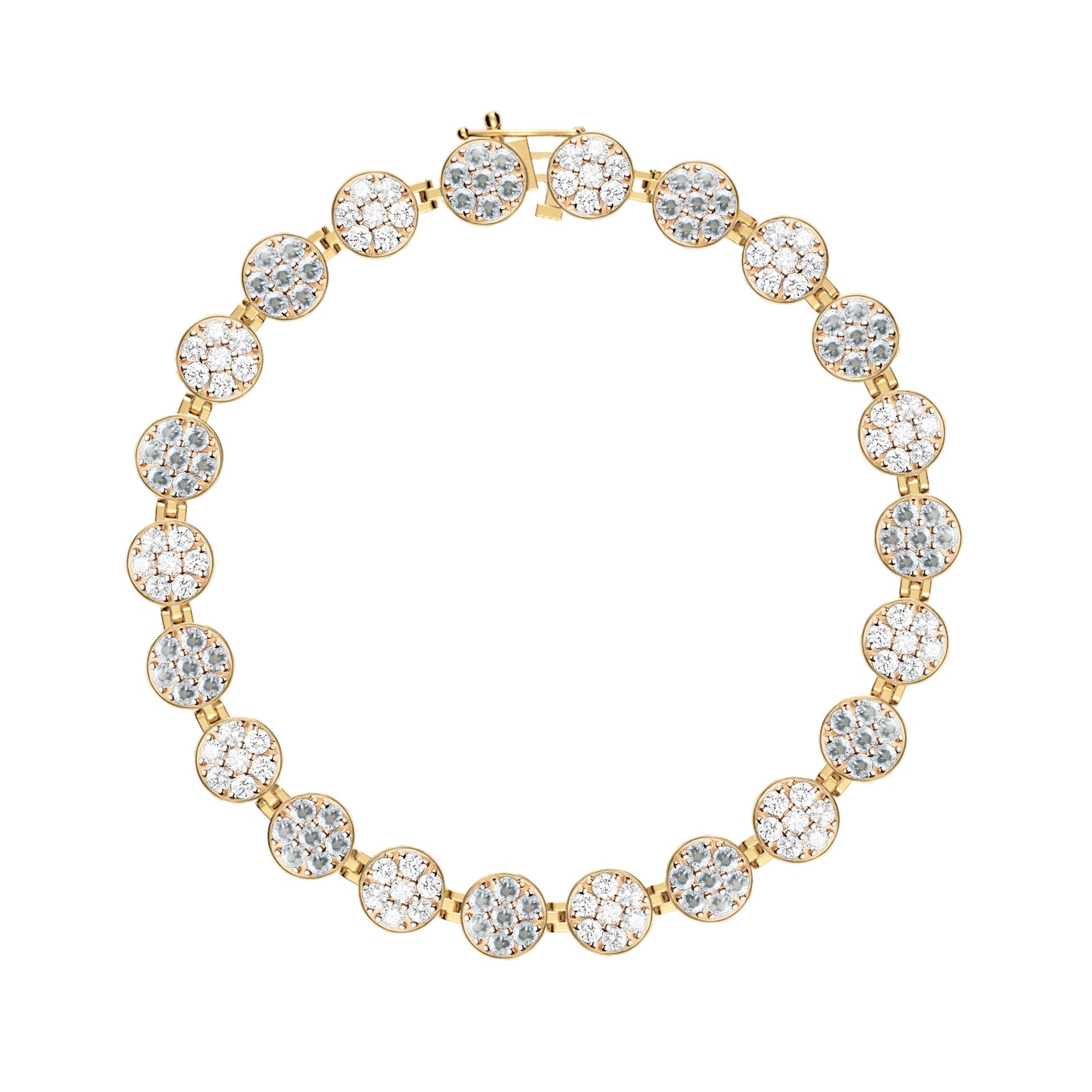 Rosecliff Tennis Diamond & Aquamarine Bracelet in 14k Gold (March)