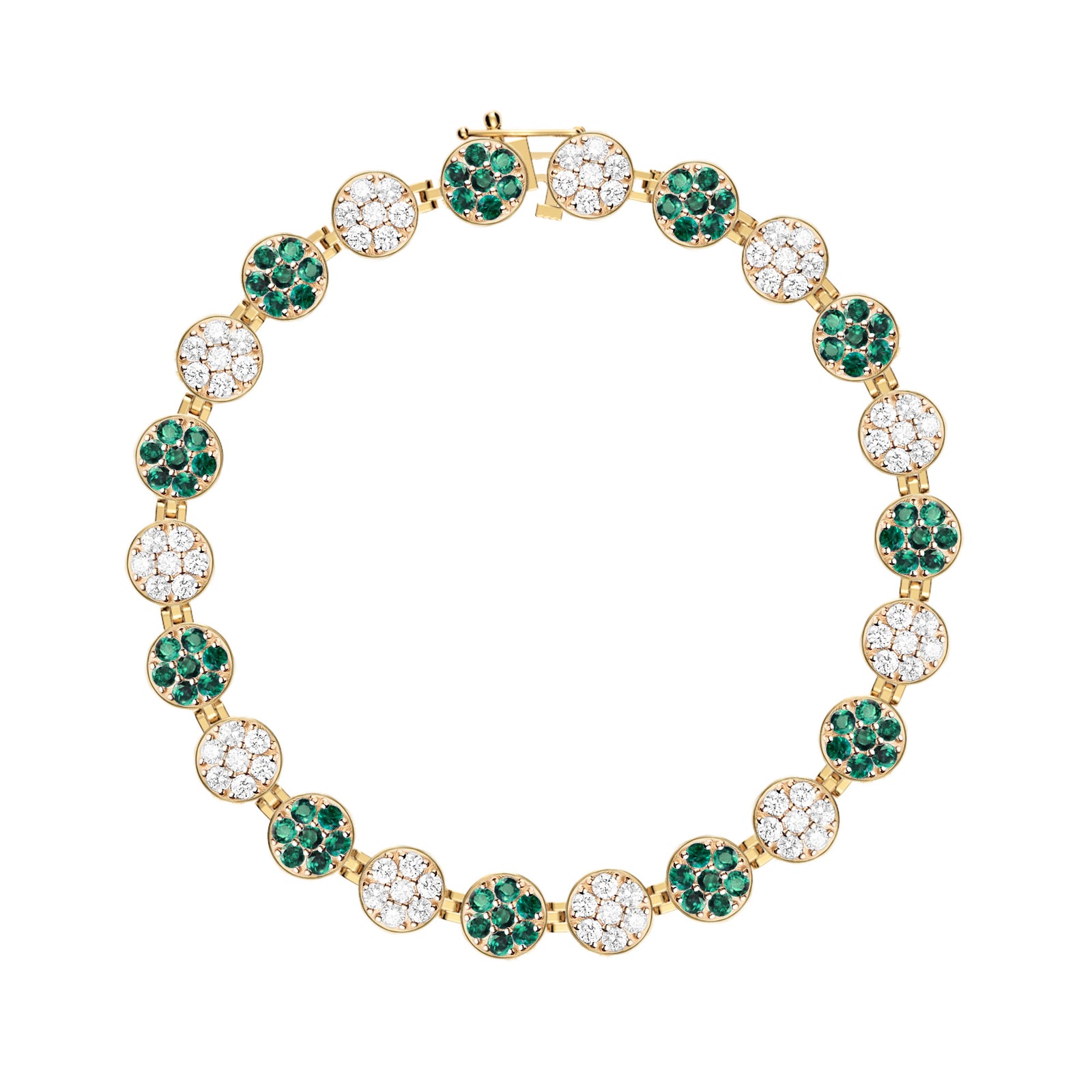Rosecliff Tennis Diamond & Emerald Bracelet in 14k Gold (May)