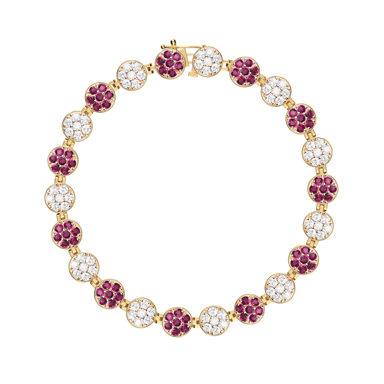 Rosecliff Tennis Diamond & Ruby Bracelet in 14k Gold (July)