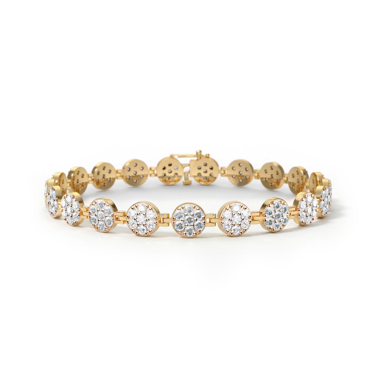 Rosecliff Tennis Diamond & Aquamarine Bracelet in 14k Gold (March)