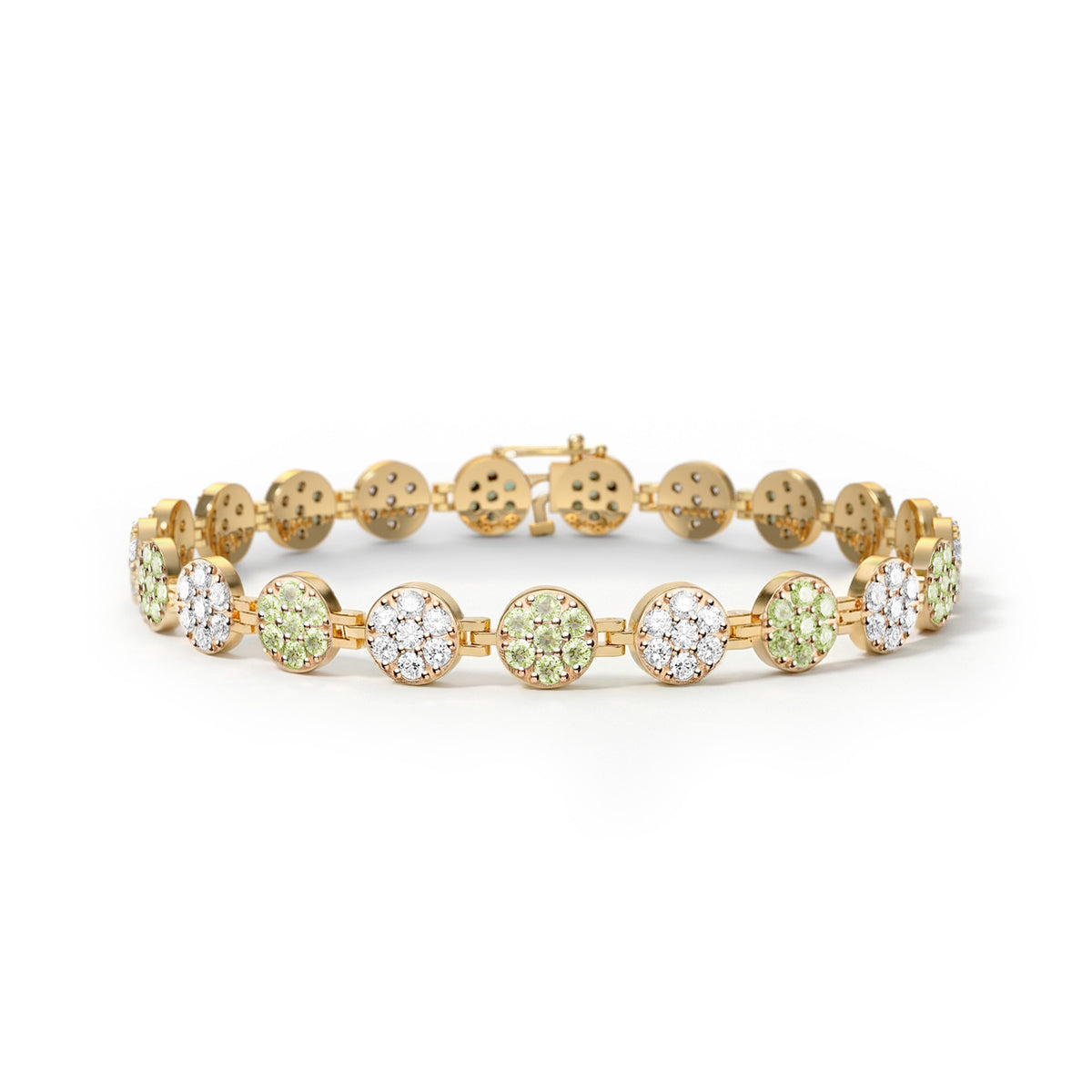 Rosecliff Tennis Diamond & Peridot Bracelet in 14k Gold (August)